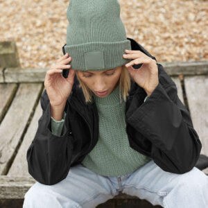 Deep cuffed tonal patch beanie