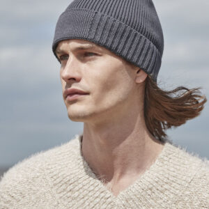 Organic cotton engineered patch beanie