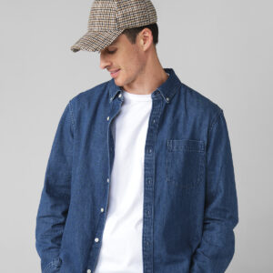 Wool blend check cap