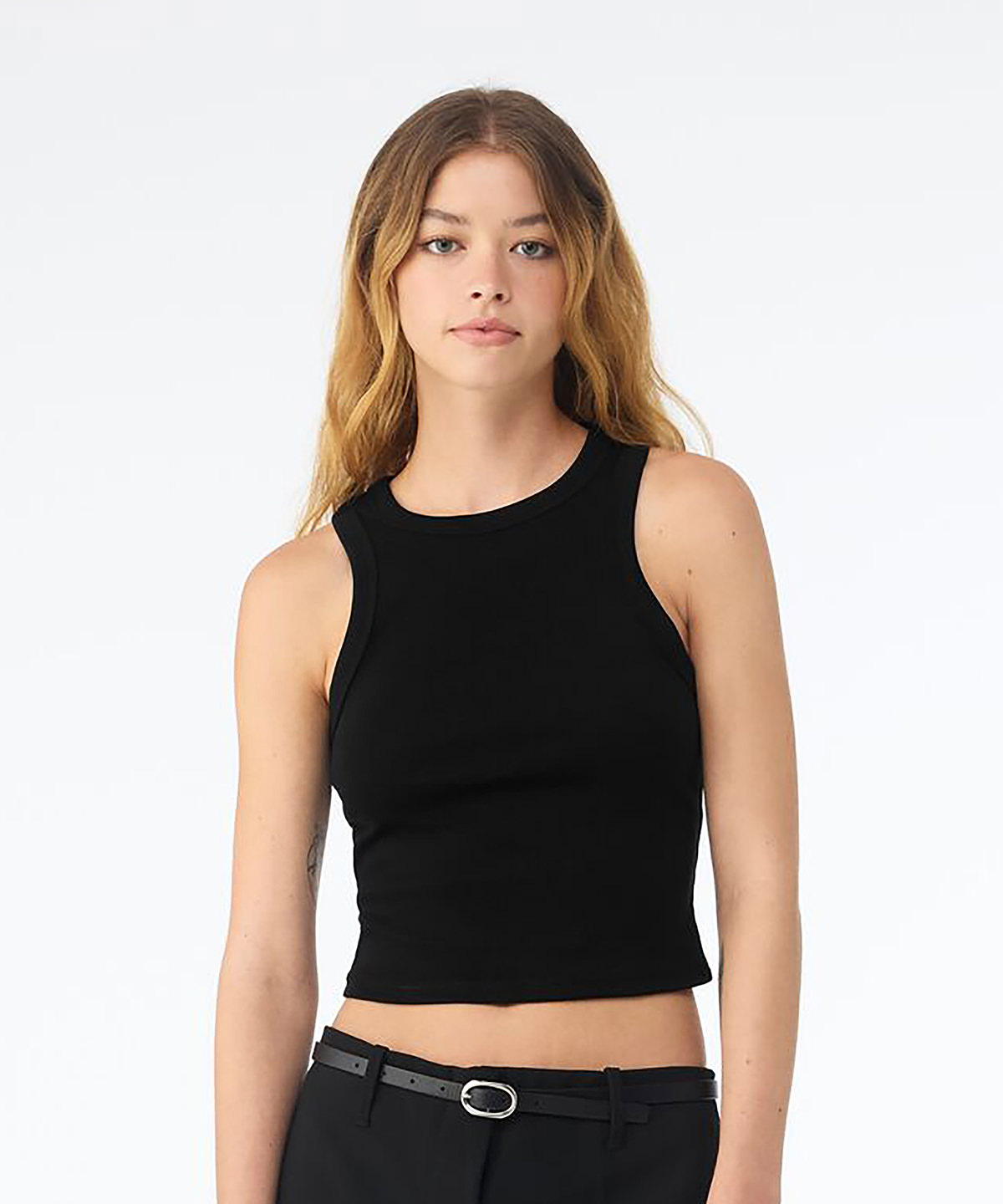 Women's micro rib racer tank