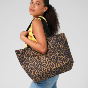 Leopard print carry-all tote bag