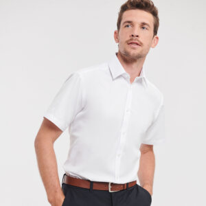 Short sleeve herringbone shirt