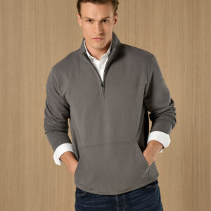 Regular fit 1/4 zip piqué sweatshirt