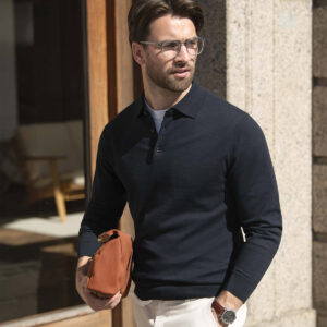 Brighton long sleeve polo – elegant knitted polo