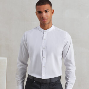 Banded collar grandad long sleeve shirt