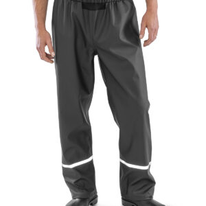Prism PU waterproof trousers with reflective bands and recycled backing