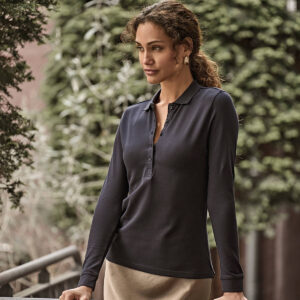 Women's luxury stretch long sleeve polo (146)