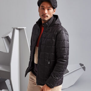 Box quilt hooded jacket