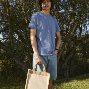 Cotton pocket jute midi tote