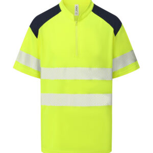 Hi-vis mandarin collar Zip Neck Comfort Trim polo (HVJ230)