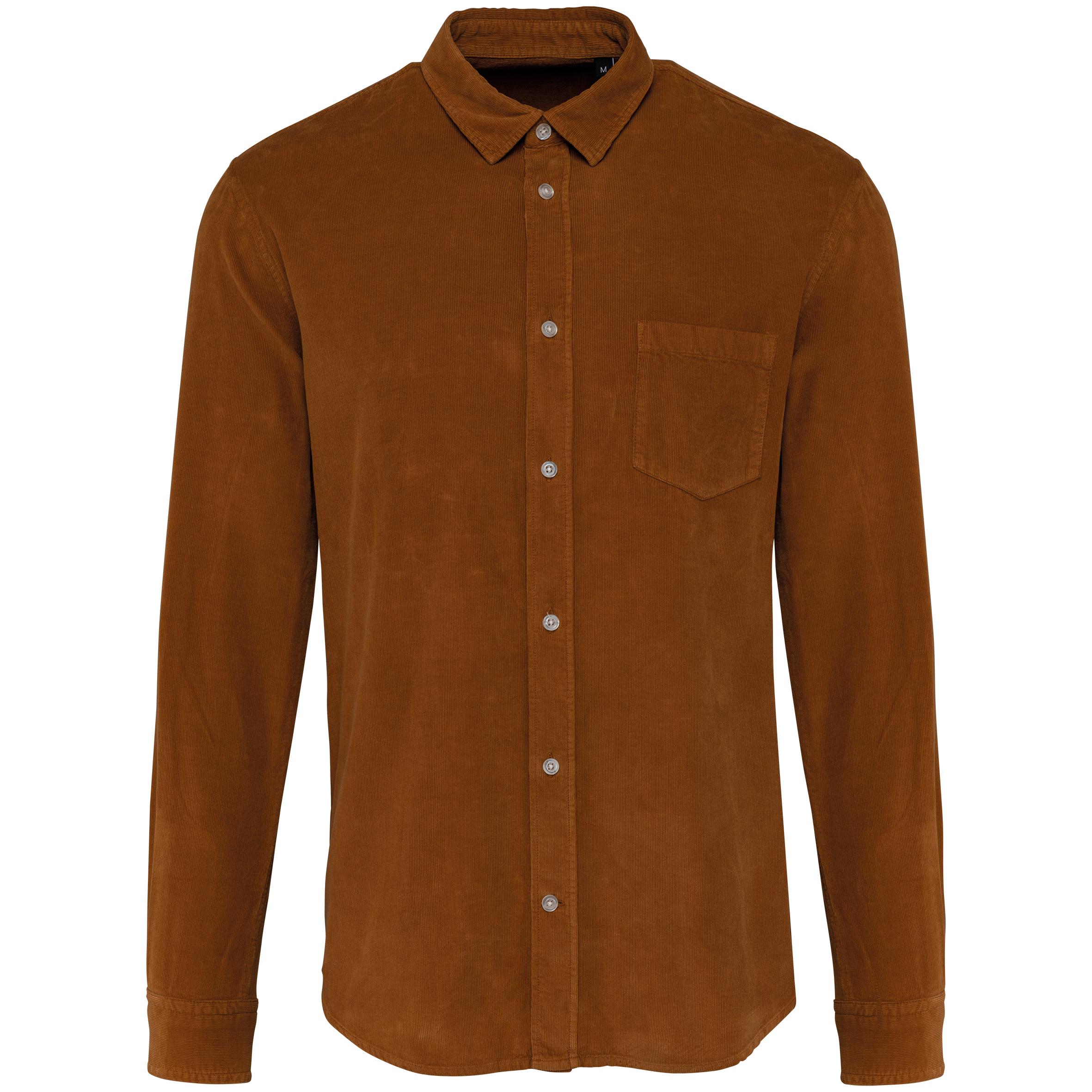 Kariban Heren overhemd met lange mouwen in ribfluweel — Washed Brandy