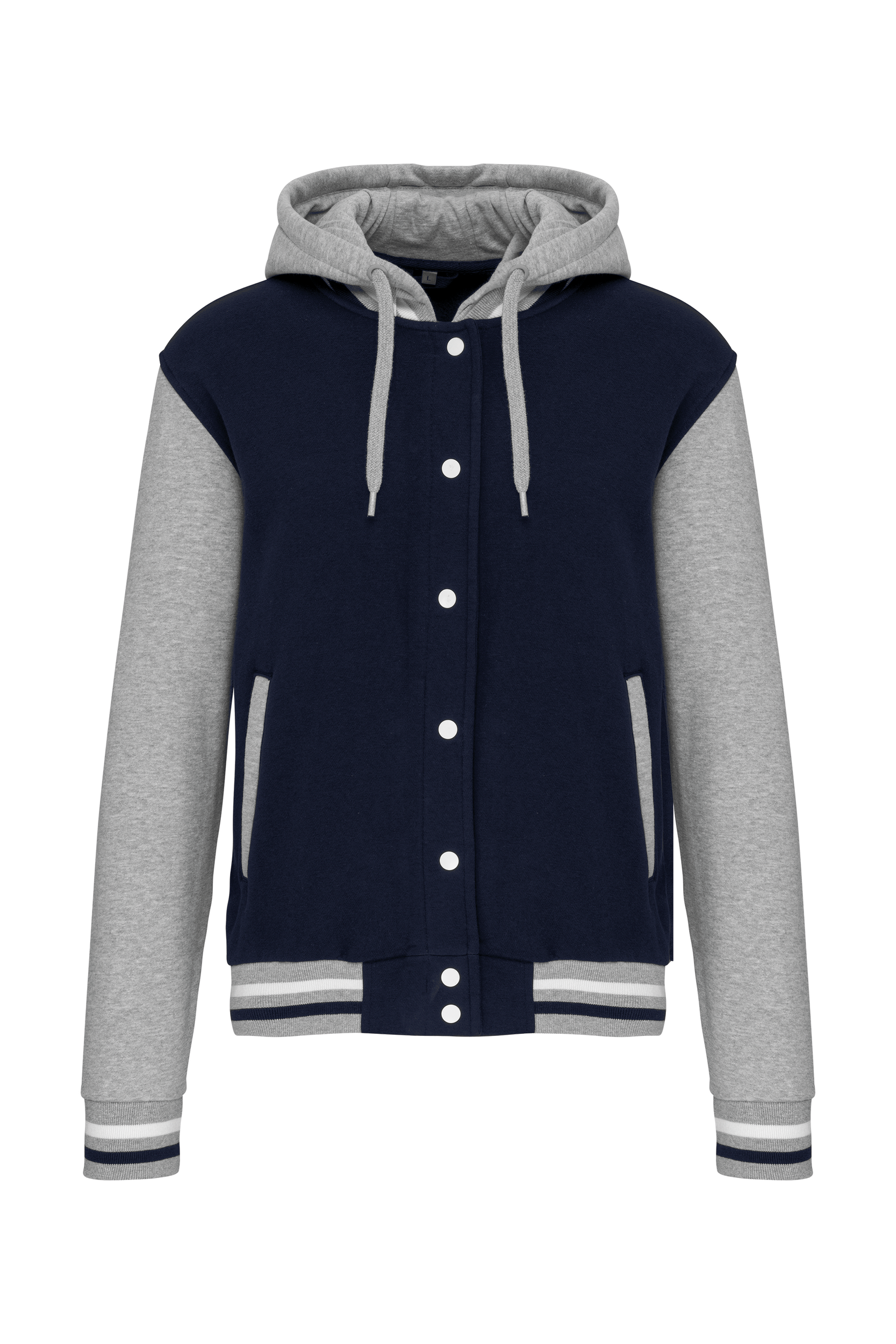 Kariban College jacket met capuchon unisex — Navy / Oxford Grey / White