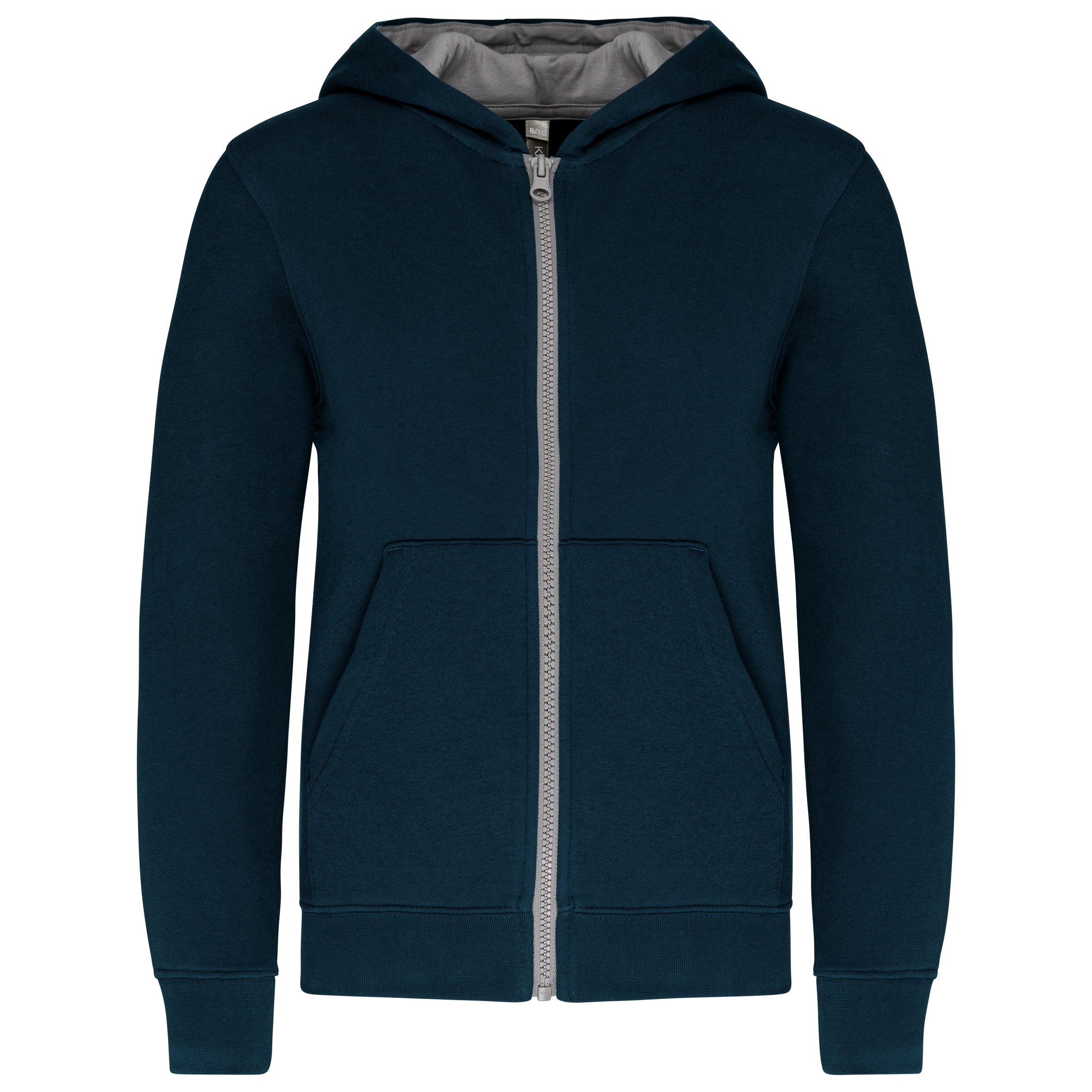 Kariban Kindersweatvest met capuchon — Navy / Fine Grey
