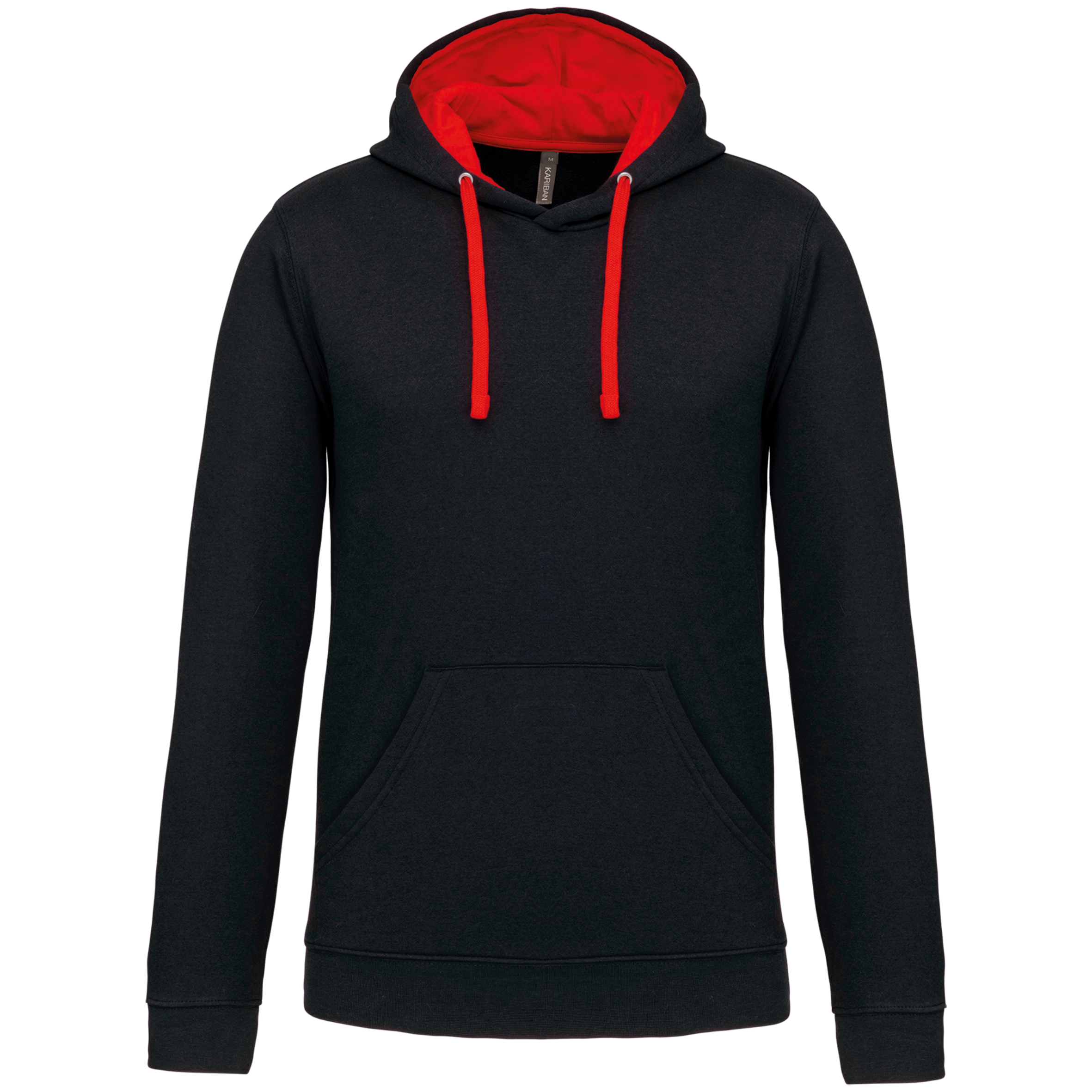Kariban Sweater met contrasterende capuchon — Black / Red