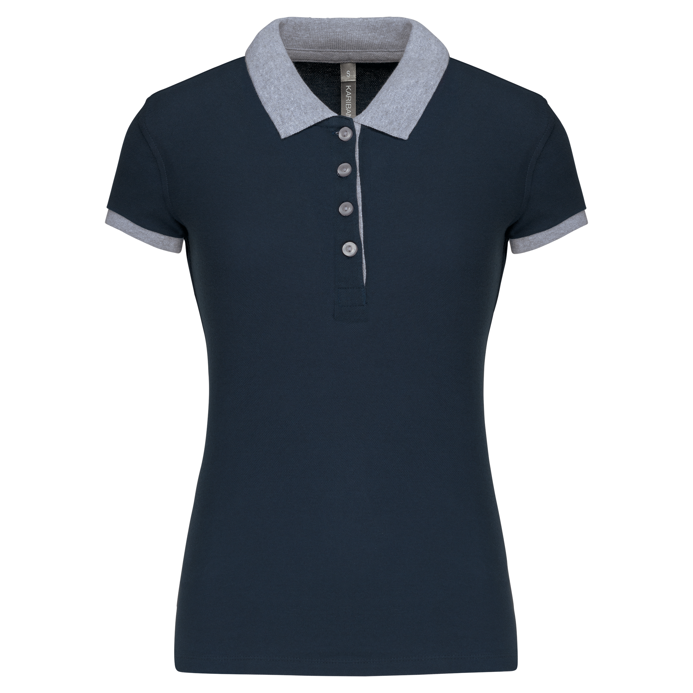 Kariban Piqué-damespolo tweekleurig — Navy / Oxford Grey