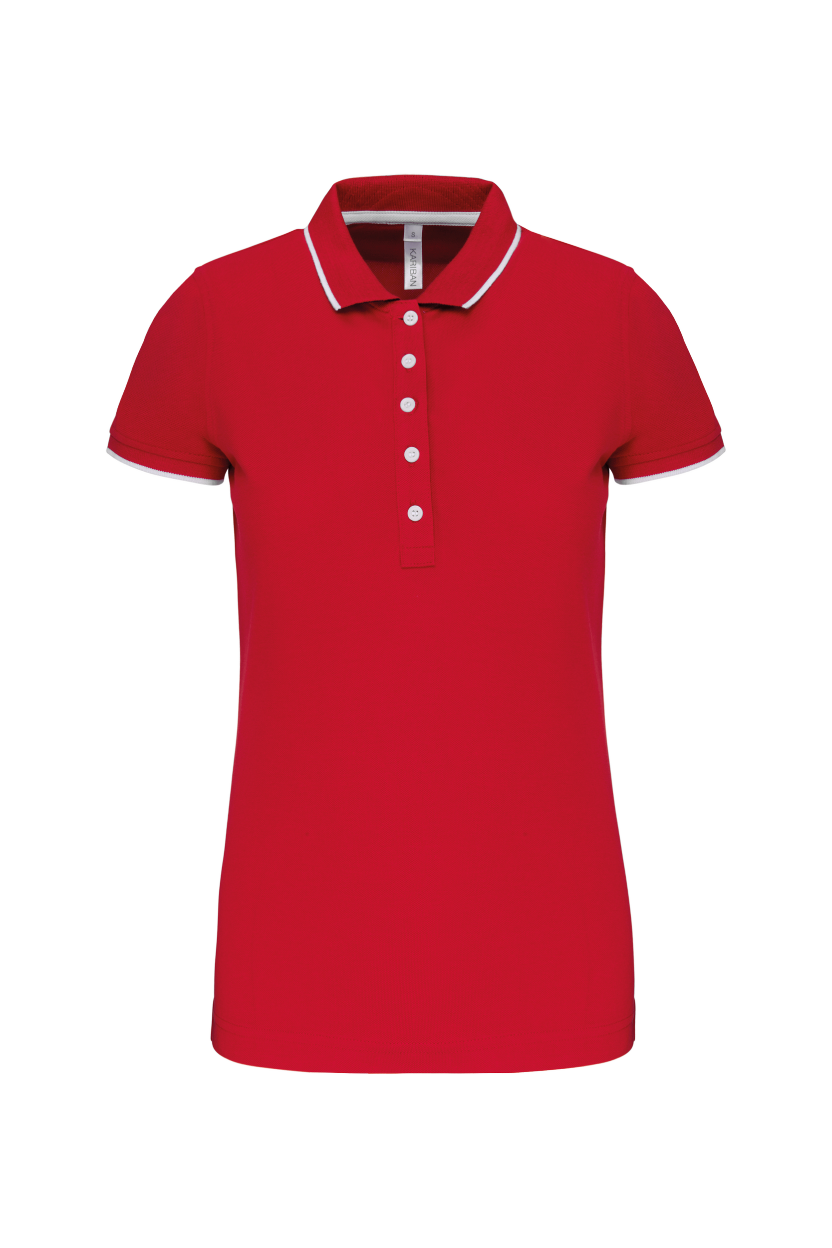 Kariban Damespolo korte mouwen — Red / White / Navy