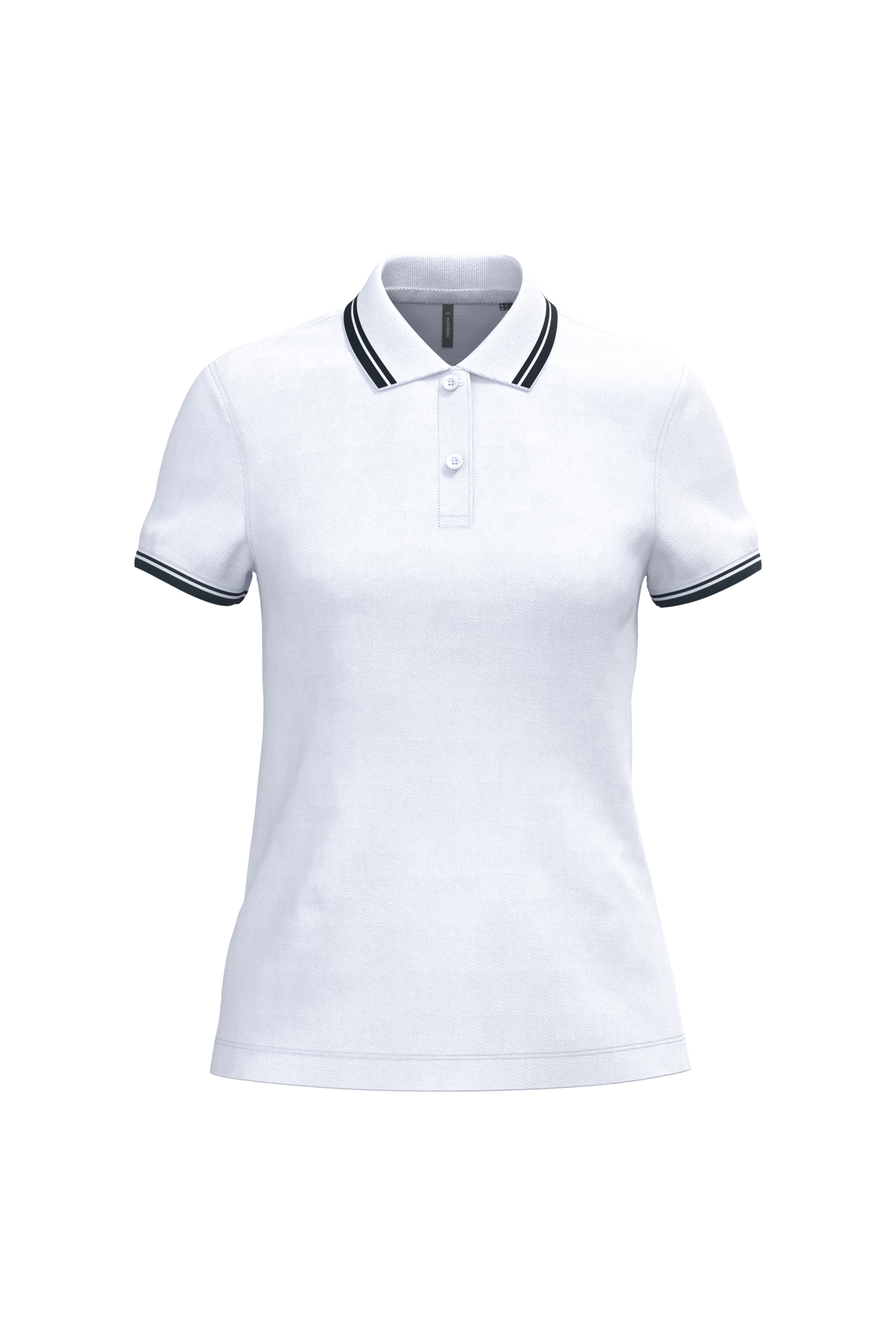 Kariban Damespolo met korte mouwen en contrasterende bies — White / Navy