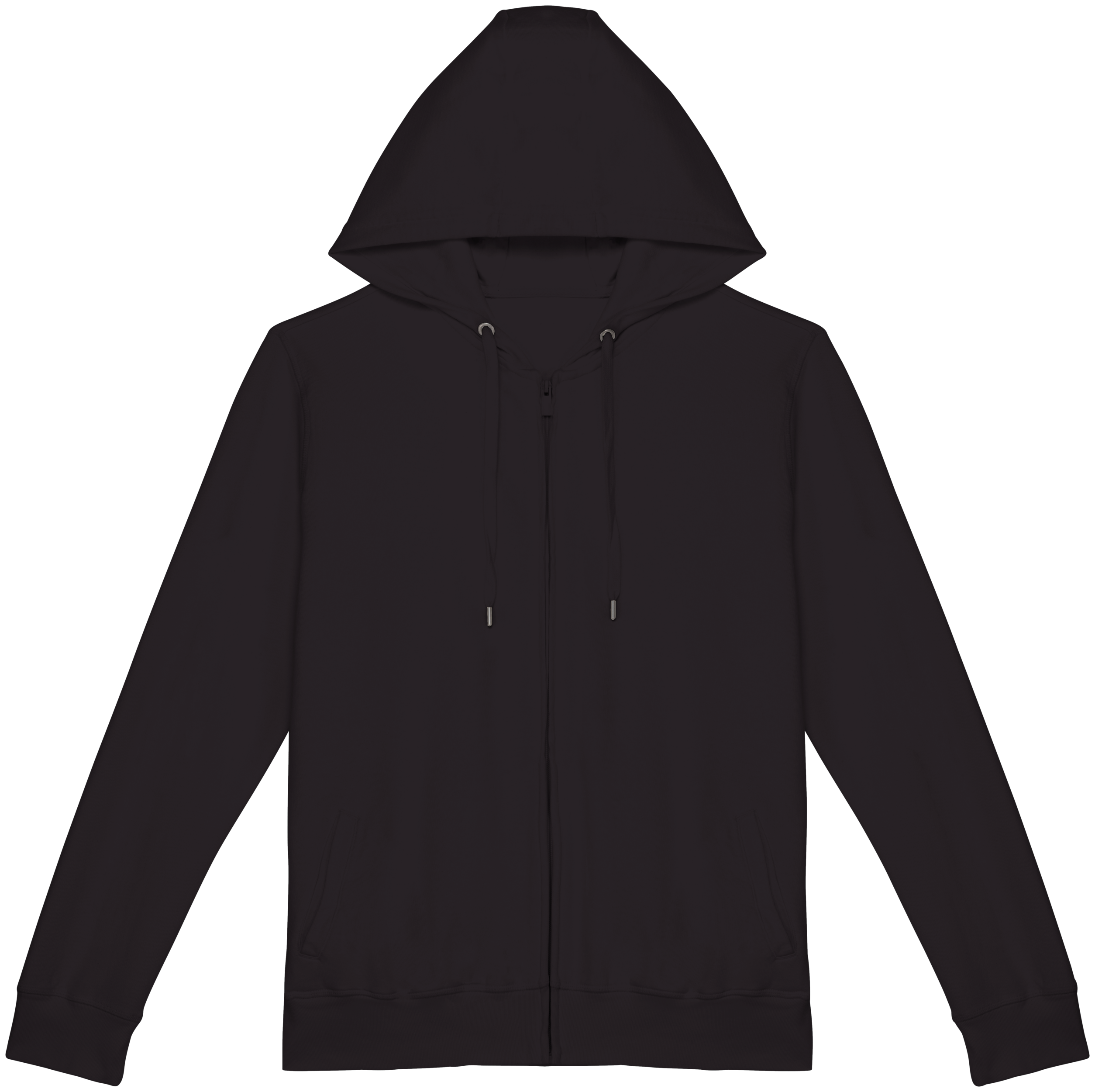Native Spirit Ecologische uniseks sweater met rits en capuchon French Terry — Washed black
