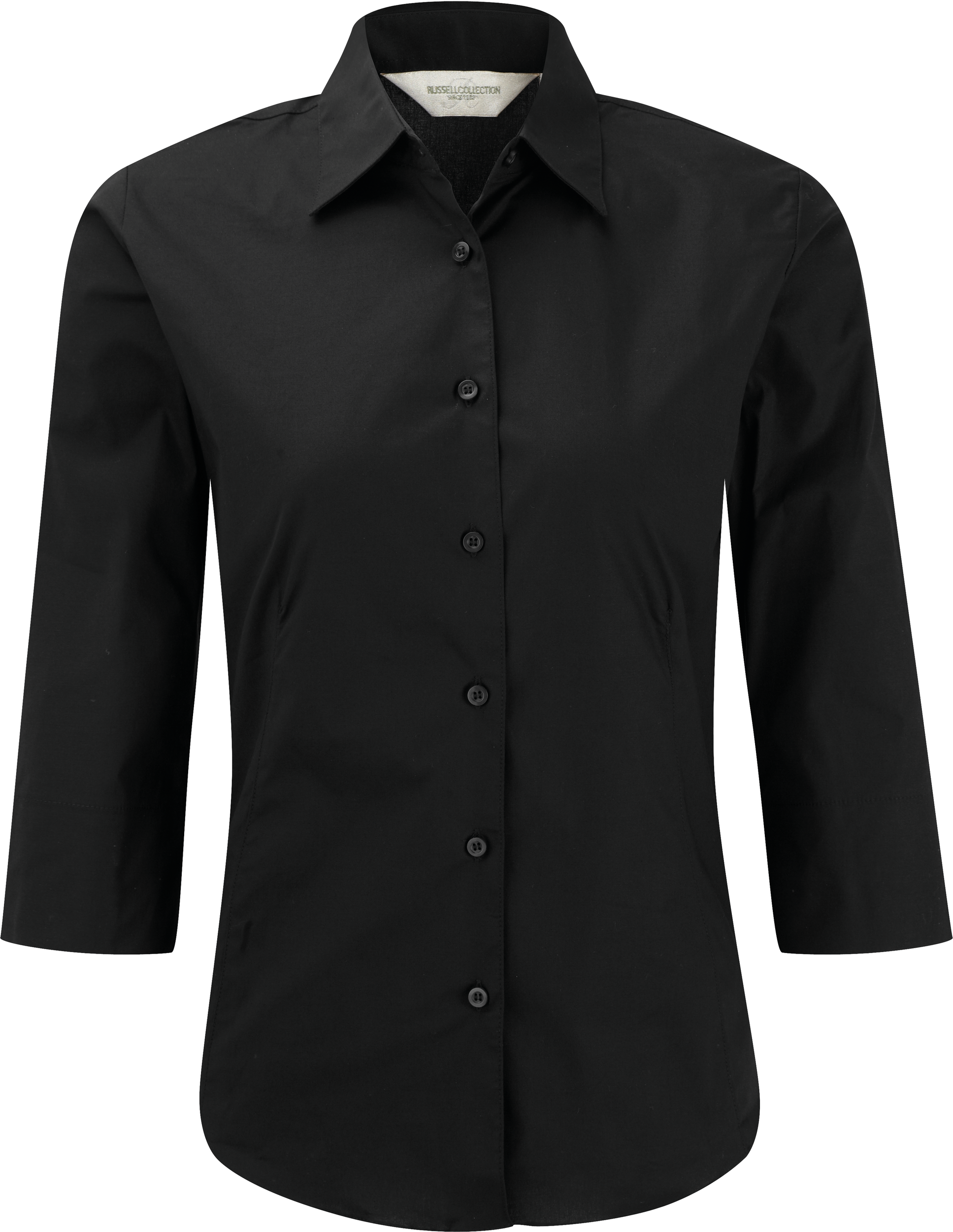 Russell Ladies' 3/4 Sleeve Easy Care Fitted Shirt — Black