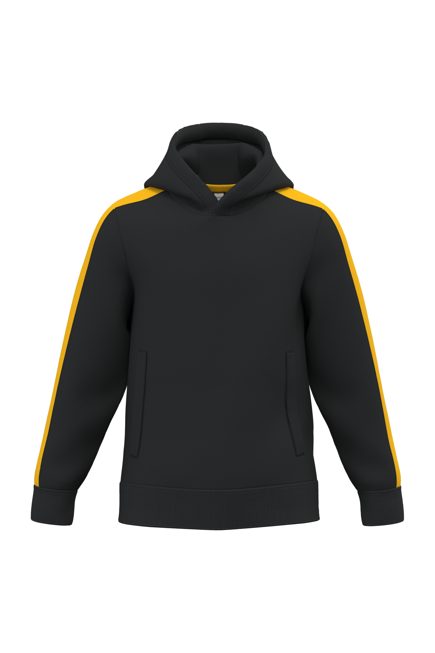 PROACT® Tweekleurige teamwear hoodie voor kinderen — Black / Sporty Yellow