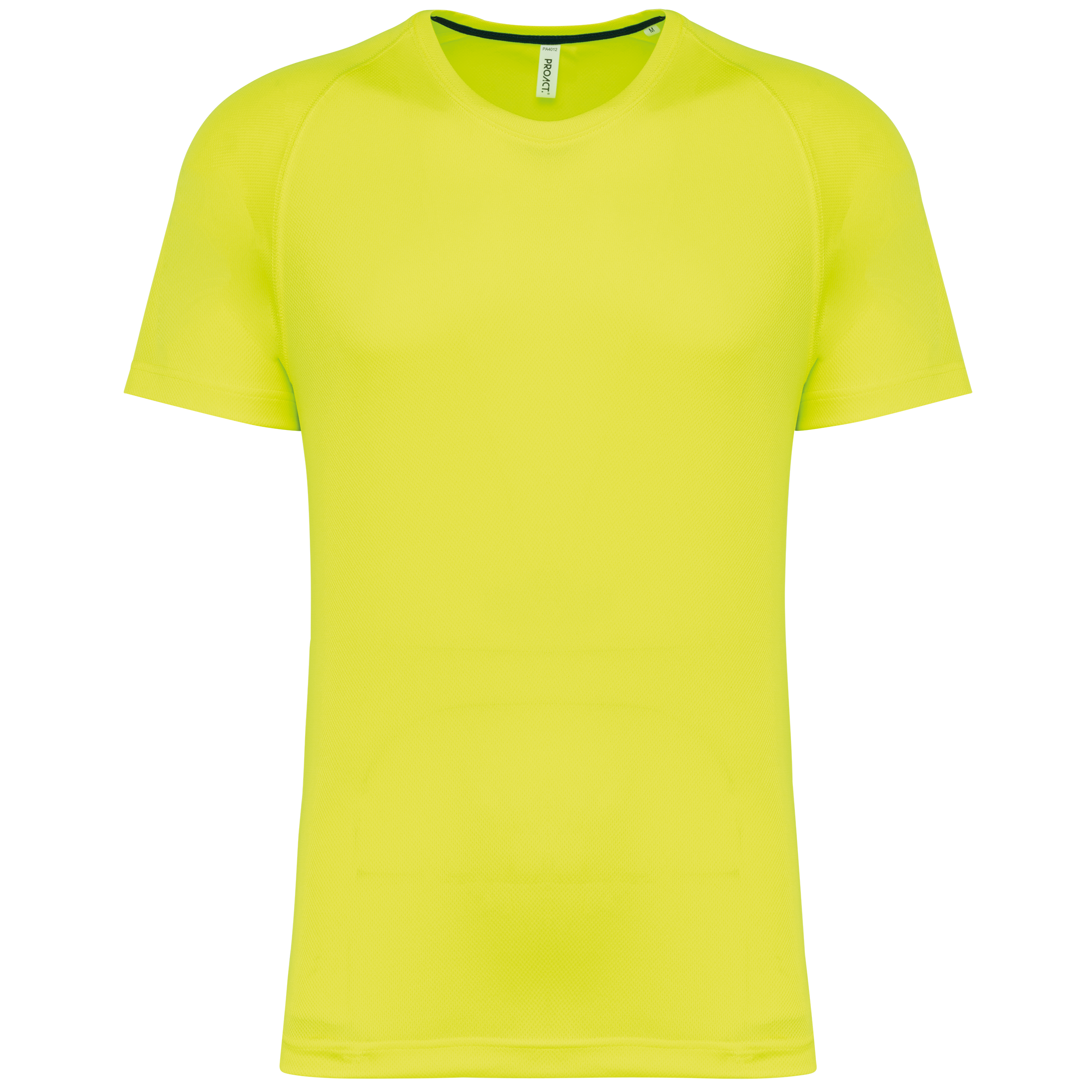 PROACT® Gerecycled herensport-T-shirt met ronde hals — Fluorescent Yellow