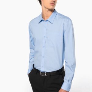 Kariban Heren poplin overhemd lange mouwen