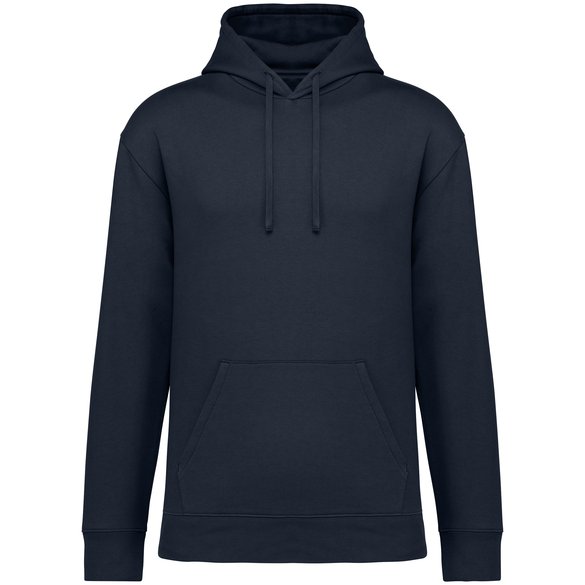 Native Spirit Ecologische uniseks sweater met capuchon en verlaagde schouders in geborsteld fleece — Navy Blue