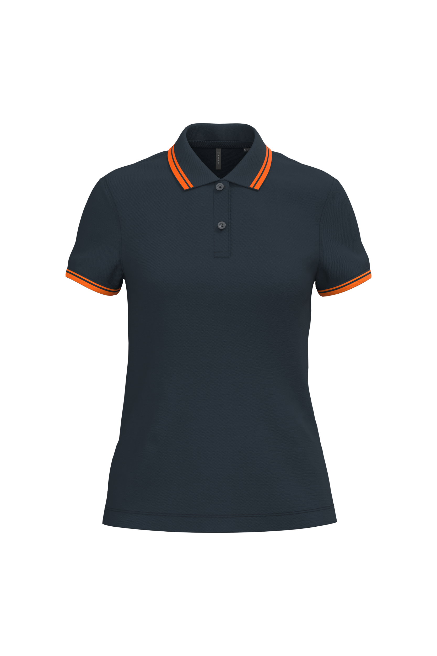 Kariban Damespolo met korte mouwen en contrasterende bies — Navy / Orange