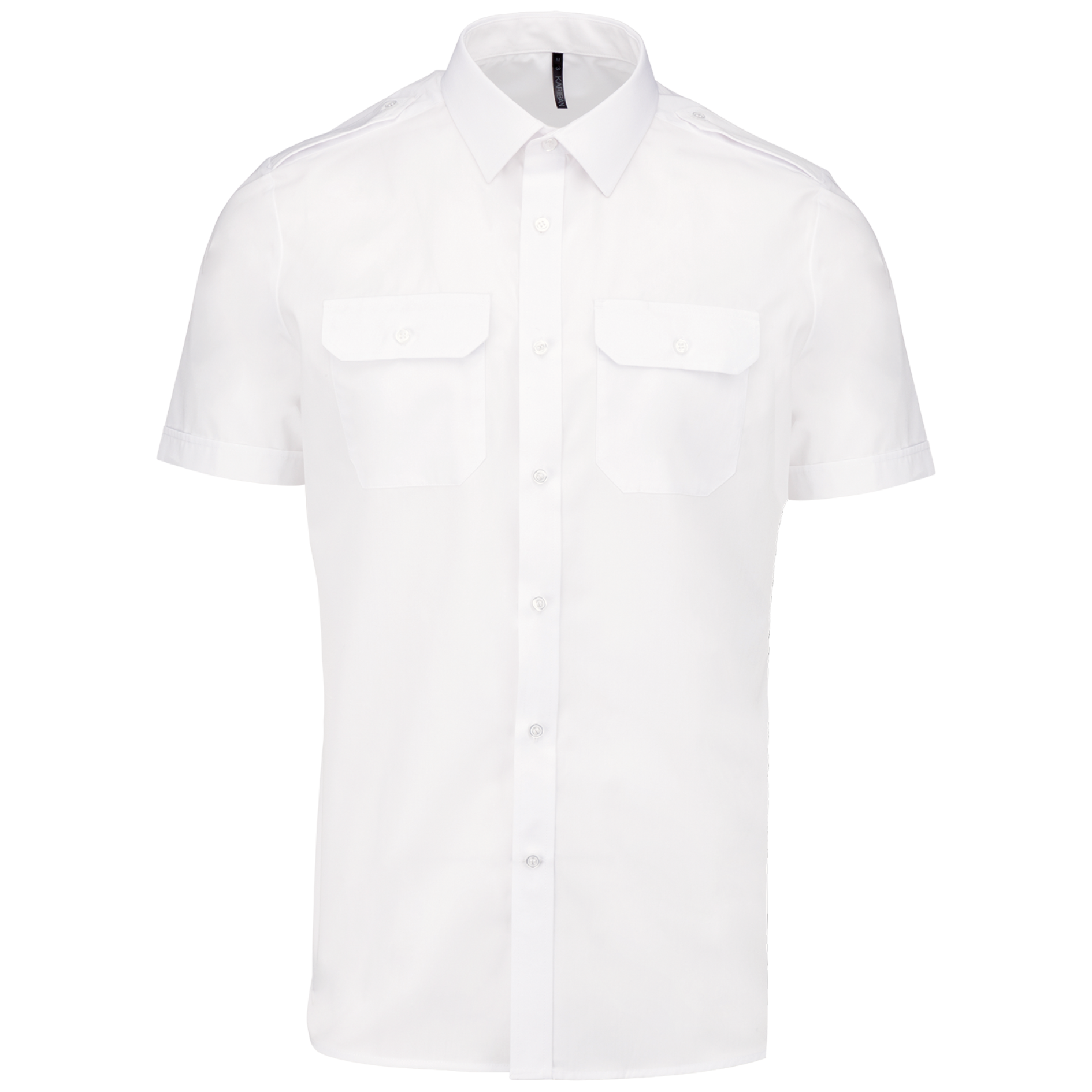 Kariban Herenpilootoverhemd korte mouwen — White