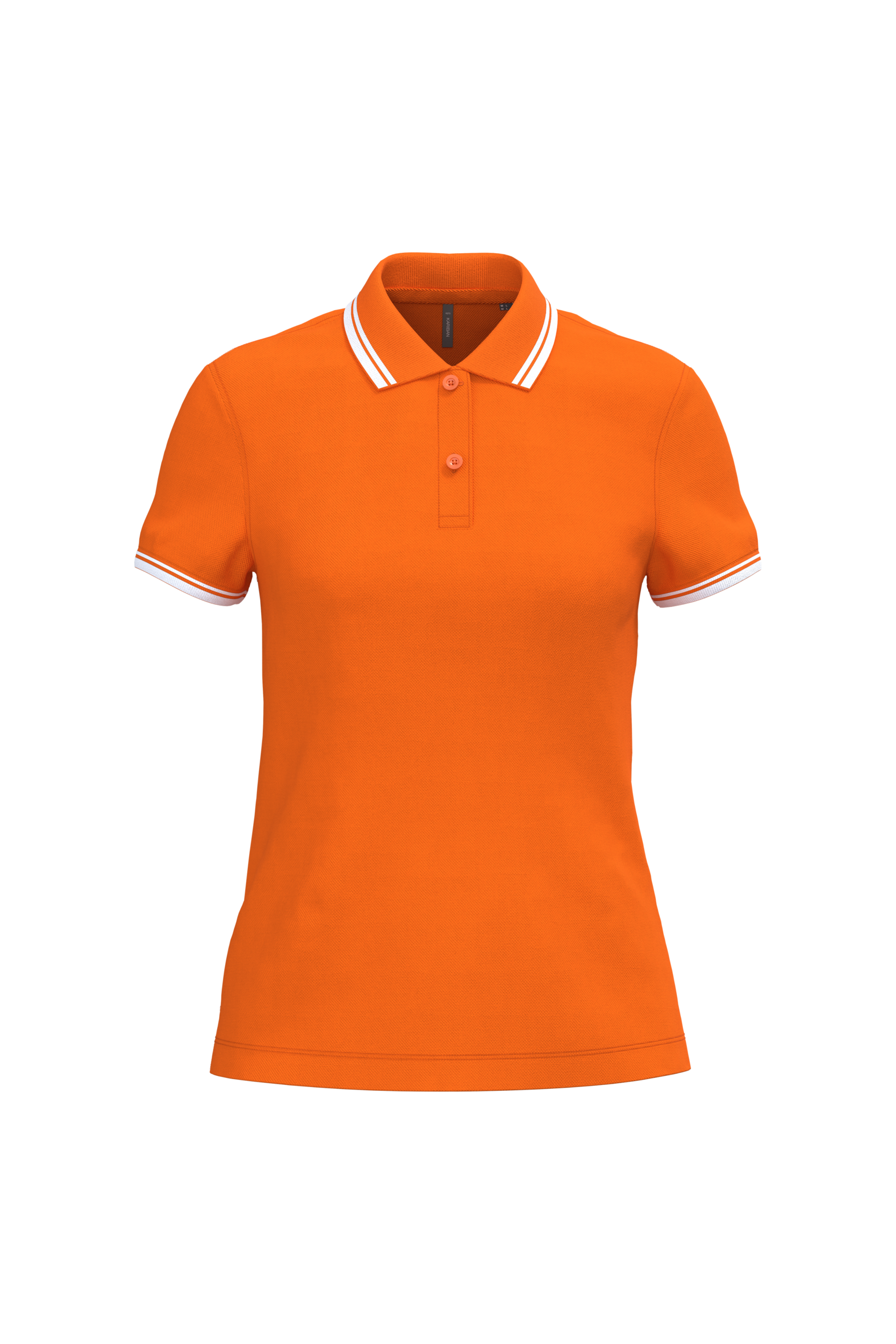 Kariban Damespolo met korte mouwen en contrasterende bies — Orange / White