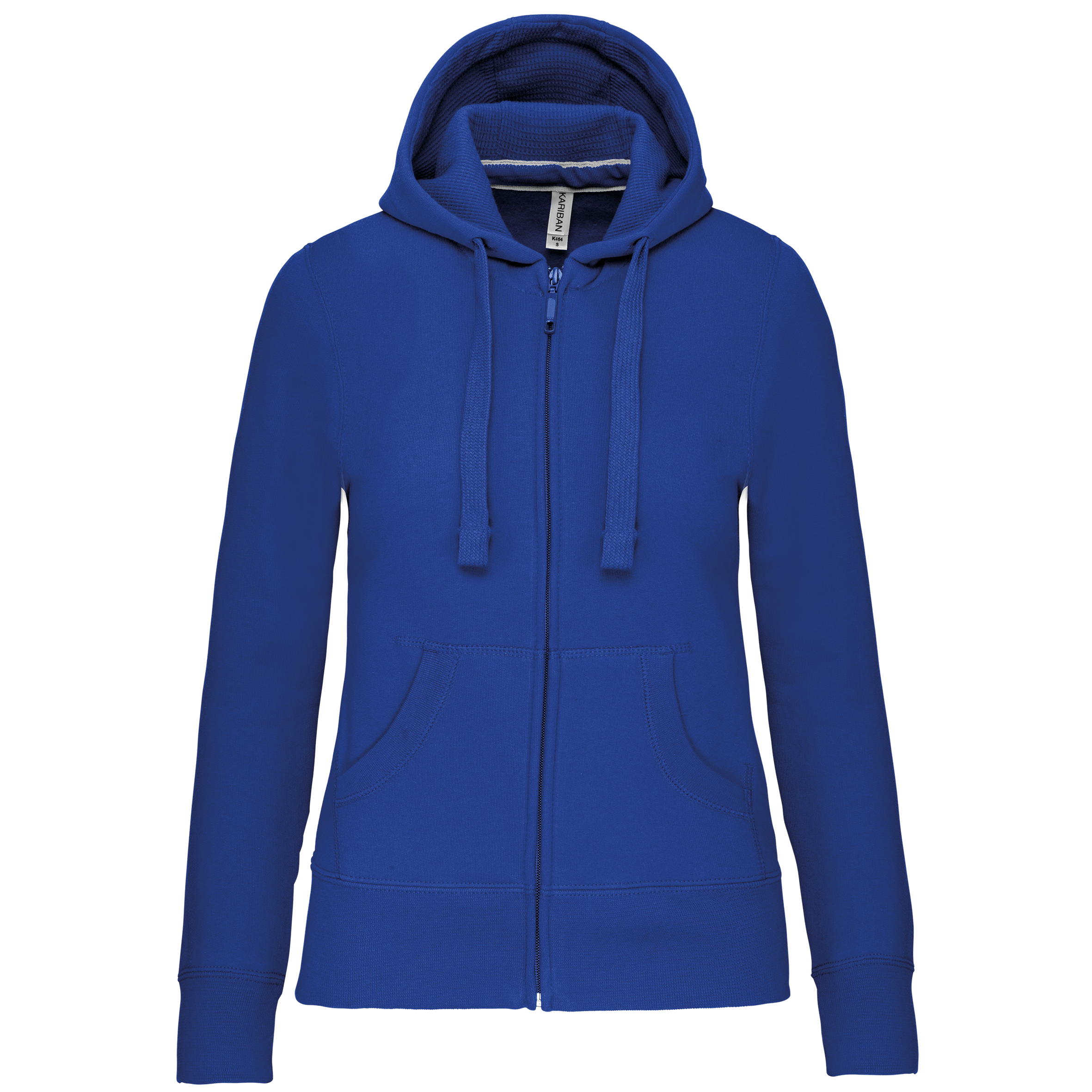 Kariban Damessweater met rits en capuchon — Light Royal Blue
