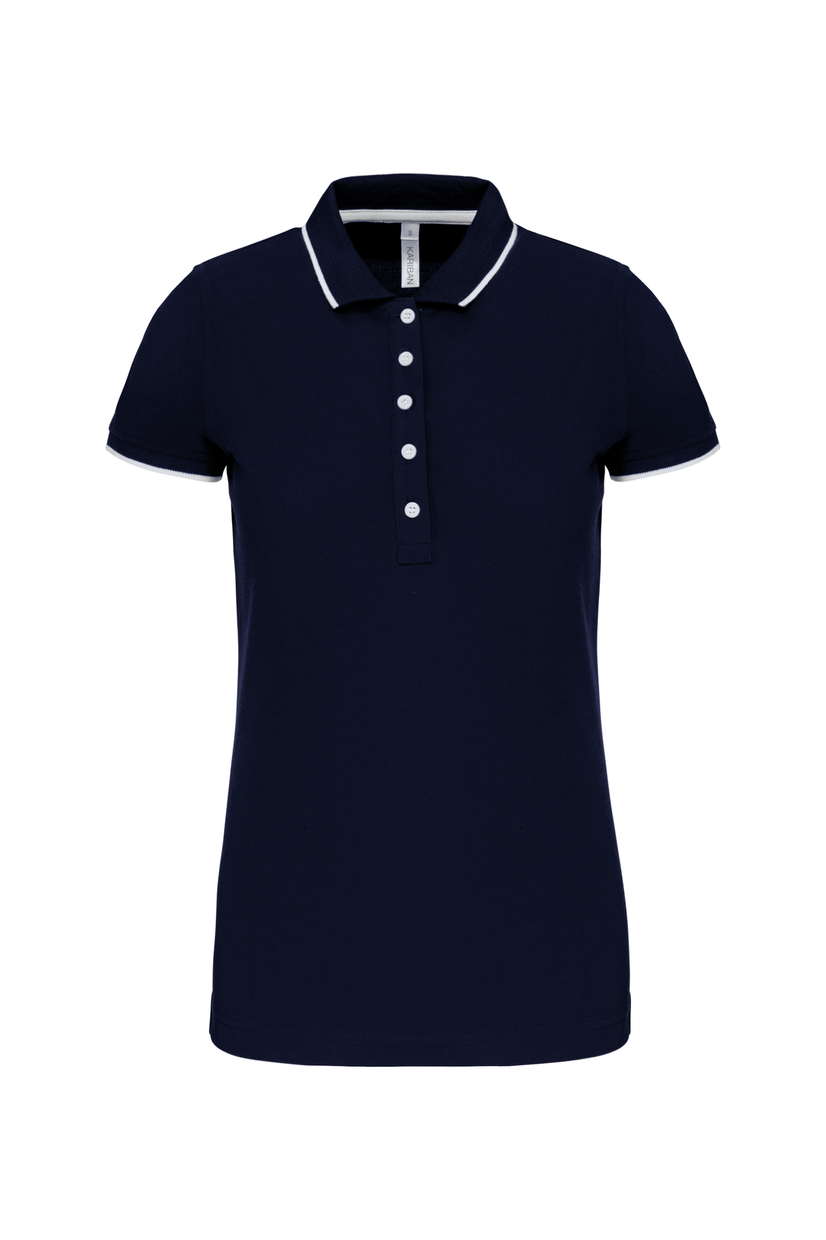 Kariban Damespolo korte mouwen — Navy / White / Red
