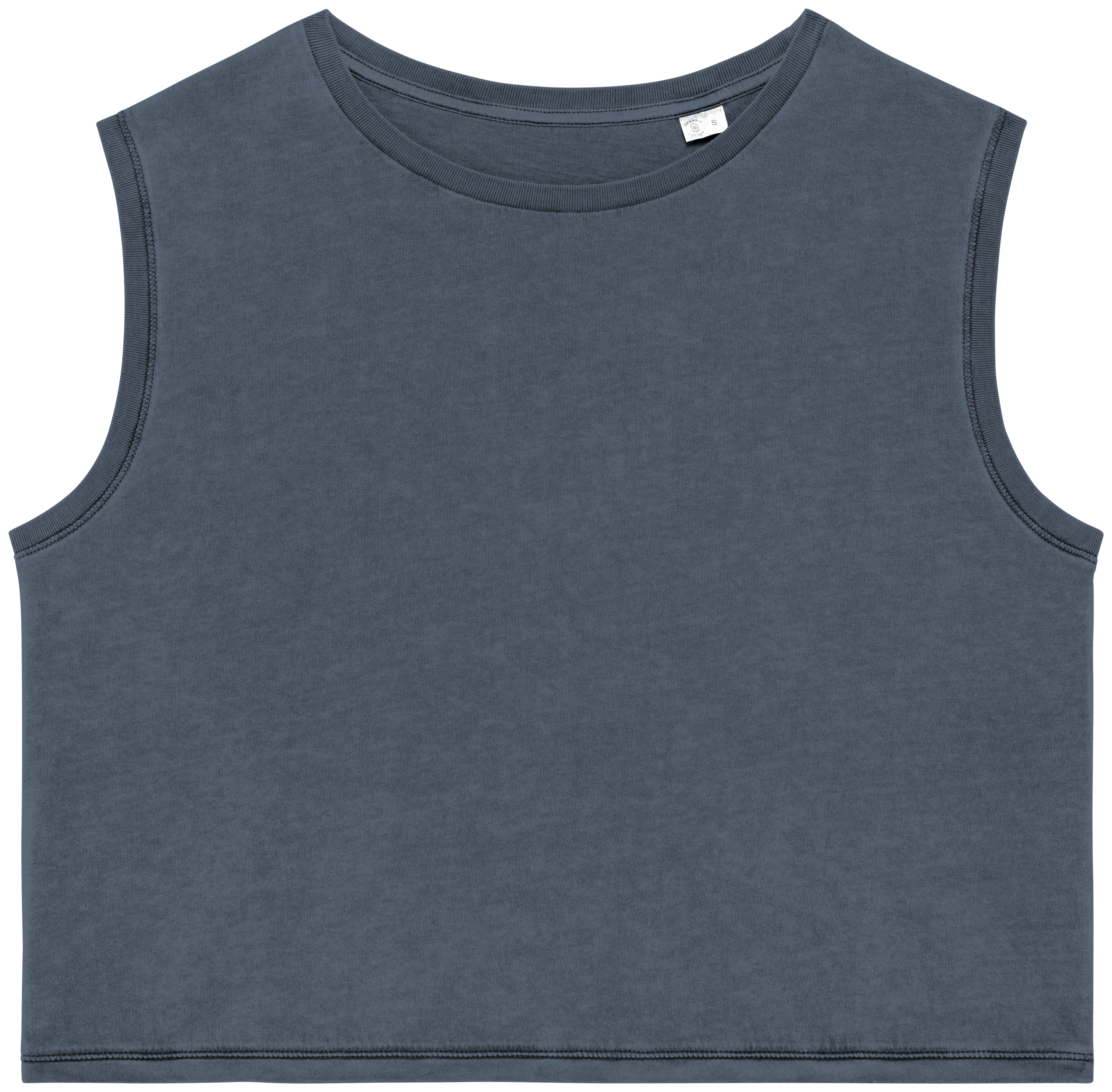 Native Spirit Ecologisch cropped mouwloos dames-T-shirt — Washed Mineral Grey