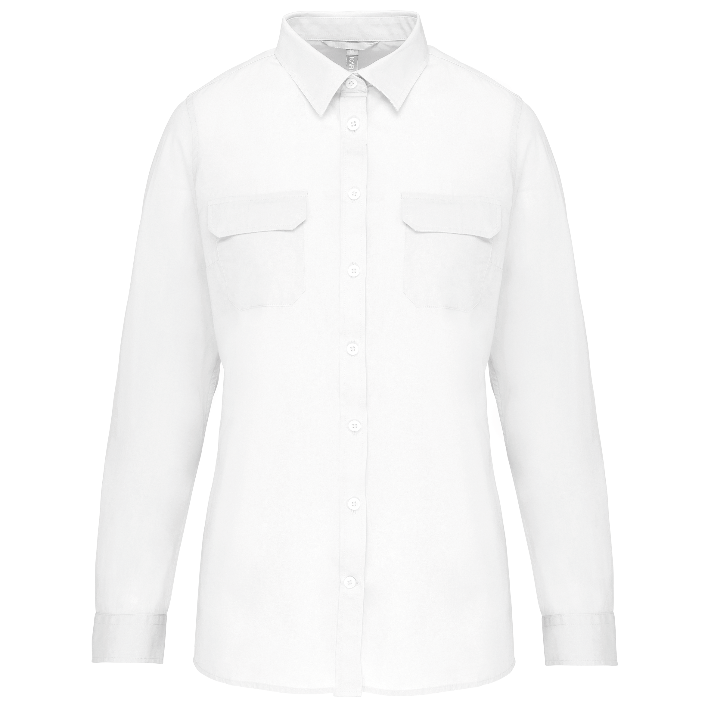 Kariban Damesoverhemd safari lange mouwen — White