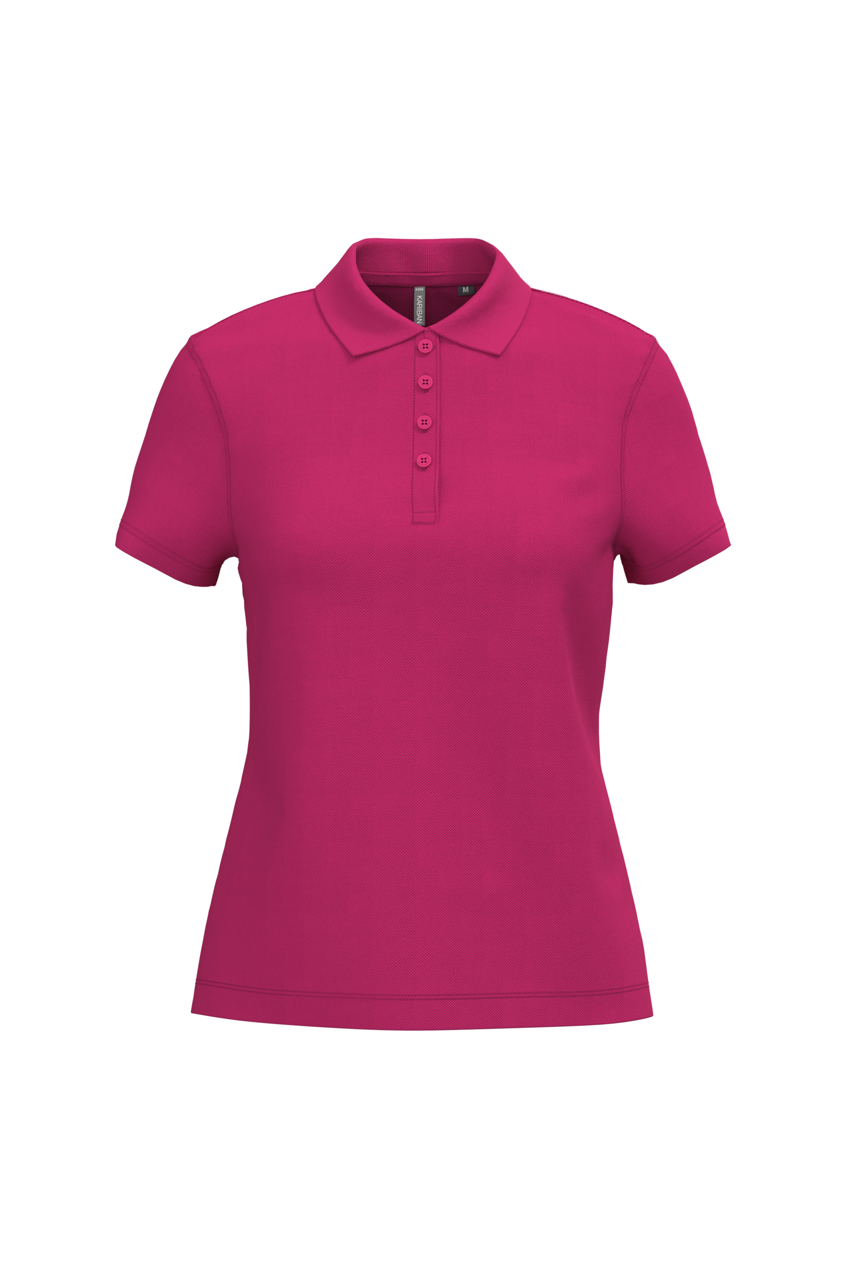 Kariban Piqué-damespolo korte mouwen — Fuchsia