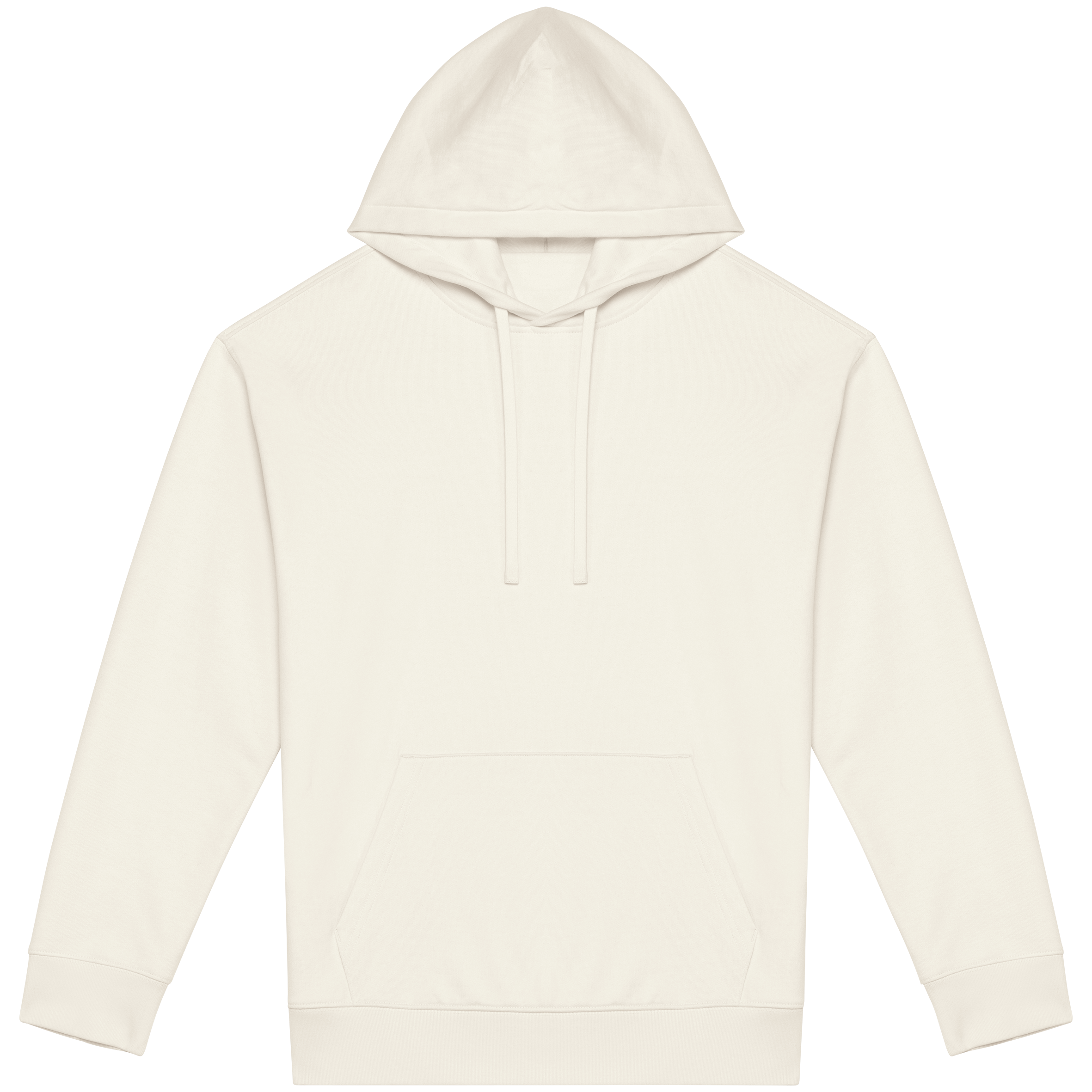 Native Spirit Ecologische uniseks sweater met capuchon en verlaagde schouders in geborsteld fleece — Ivory