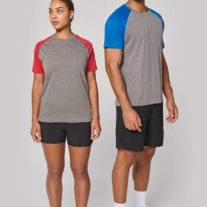 PROACT® Tweekleurig Triblend sport-T-shirt met korte mouwen volwassene