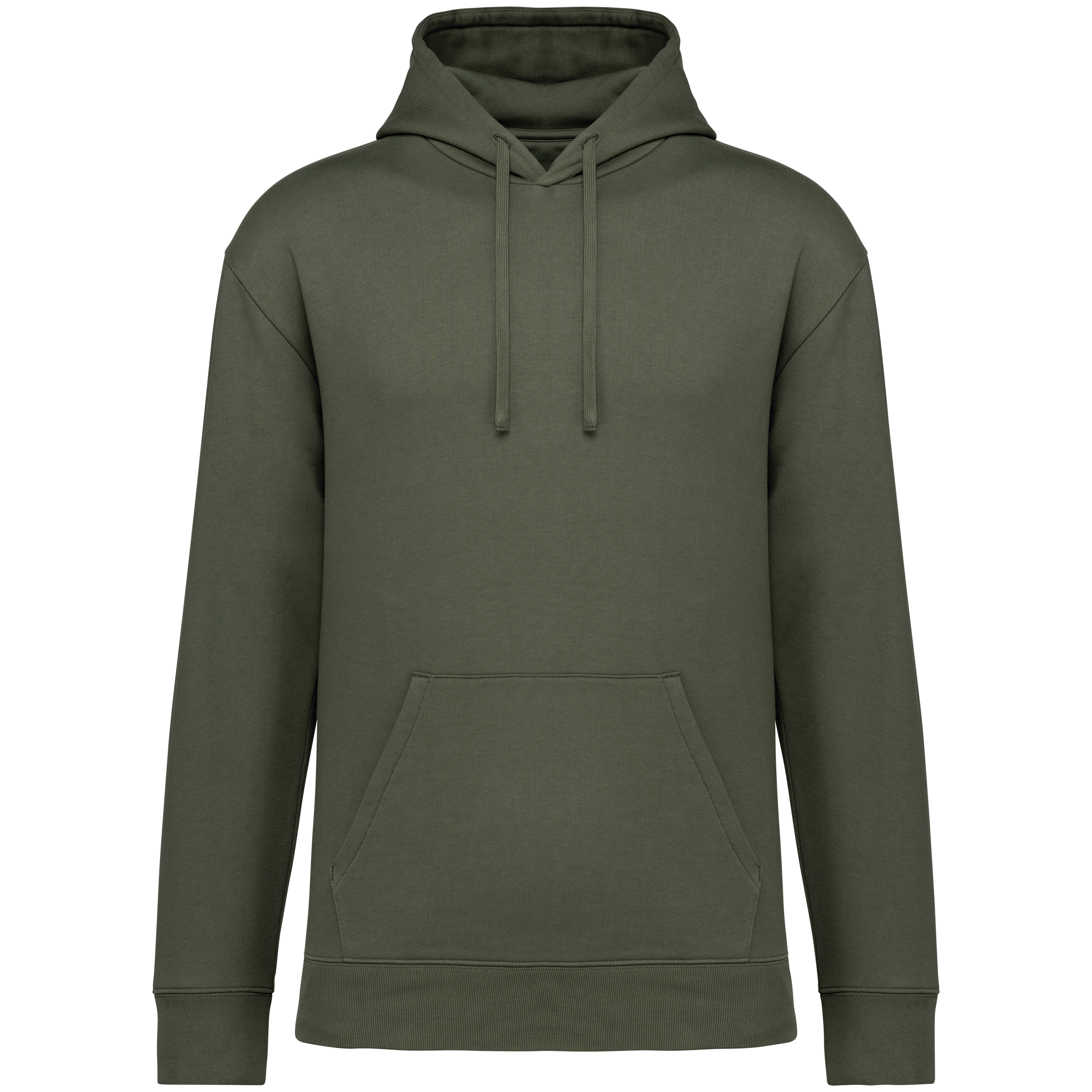 Native Spirit Ecologische uniseks sweater met capuchon en verlaagde schouders in geborsteld fleece — Organic Khaki