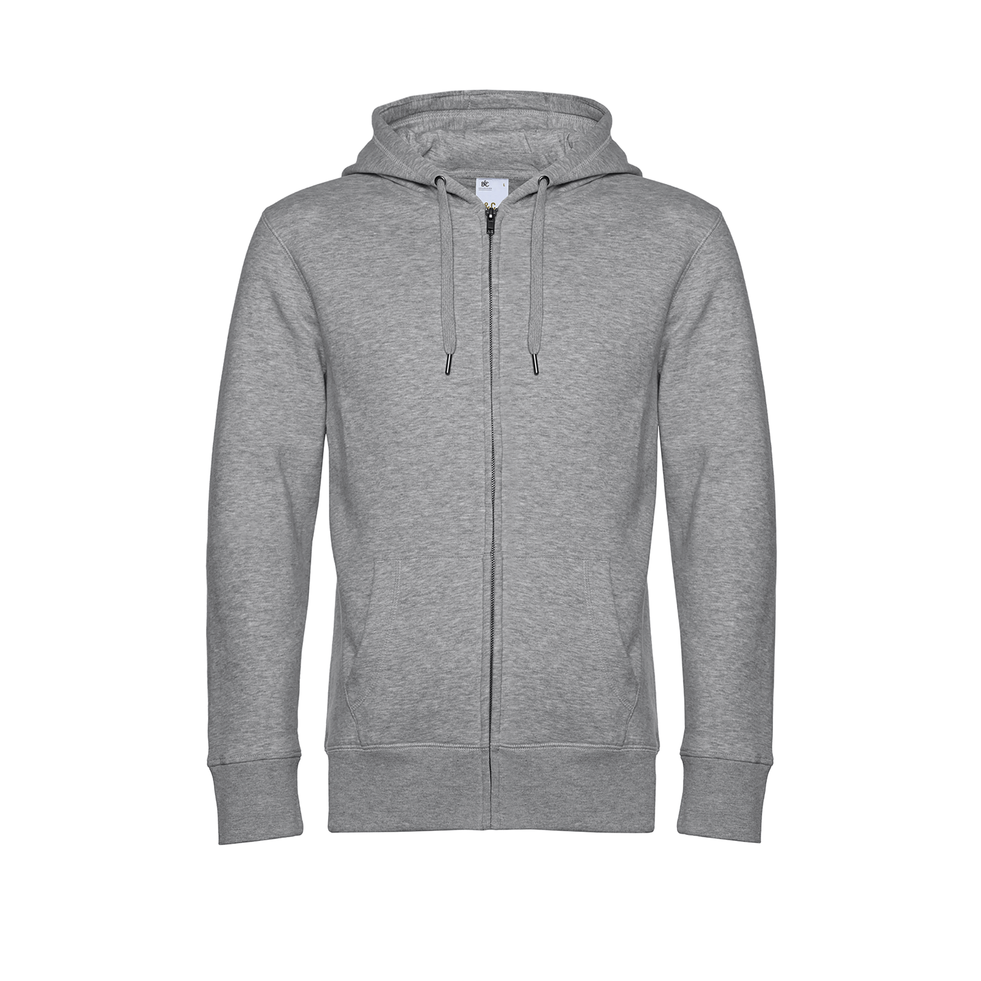 B&C KING Sweatshirt met capuchon en rits — Heather Grey