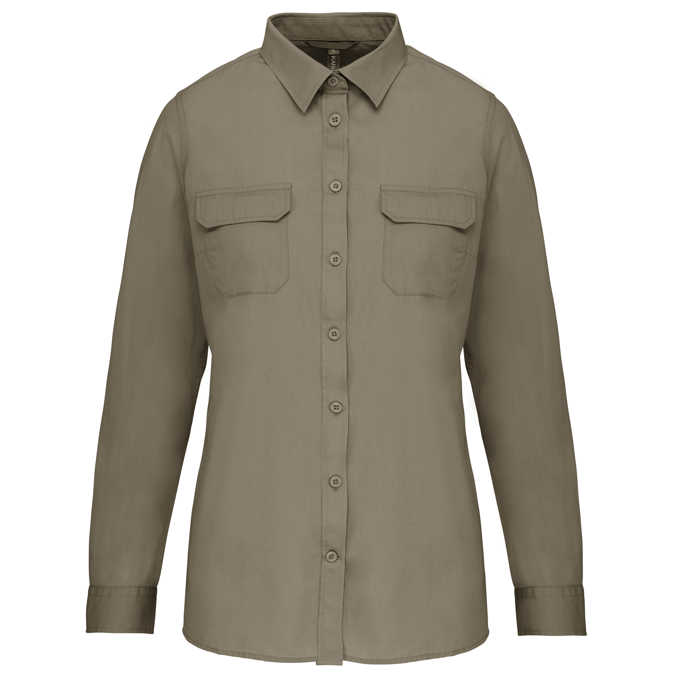 Kariban Damesoverhemd safari lange mouwen — Light khaki