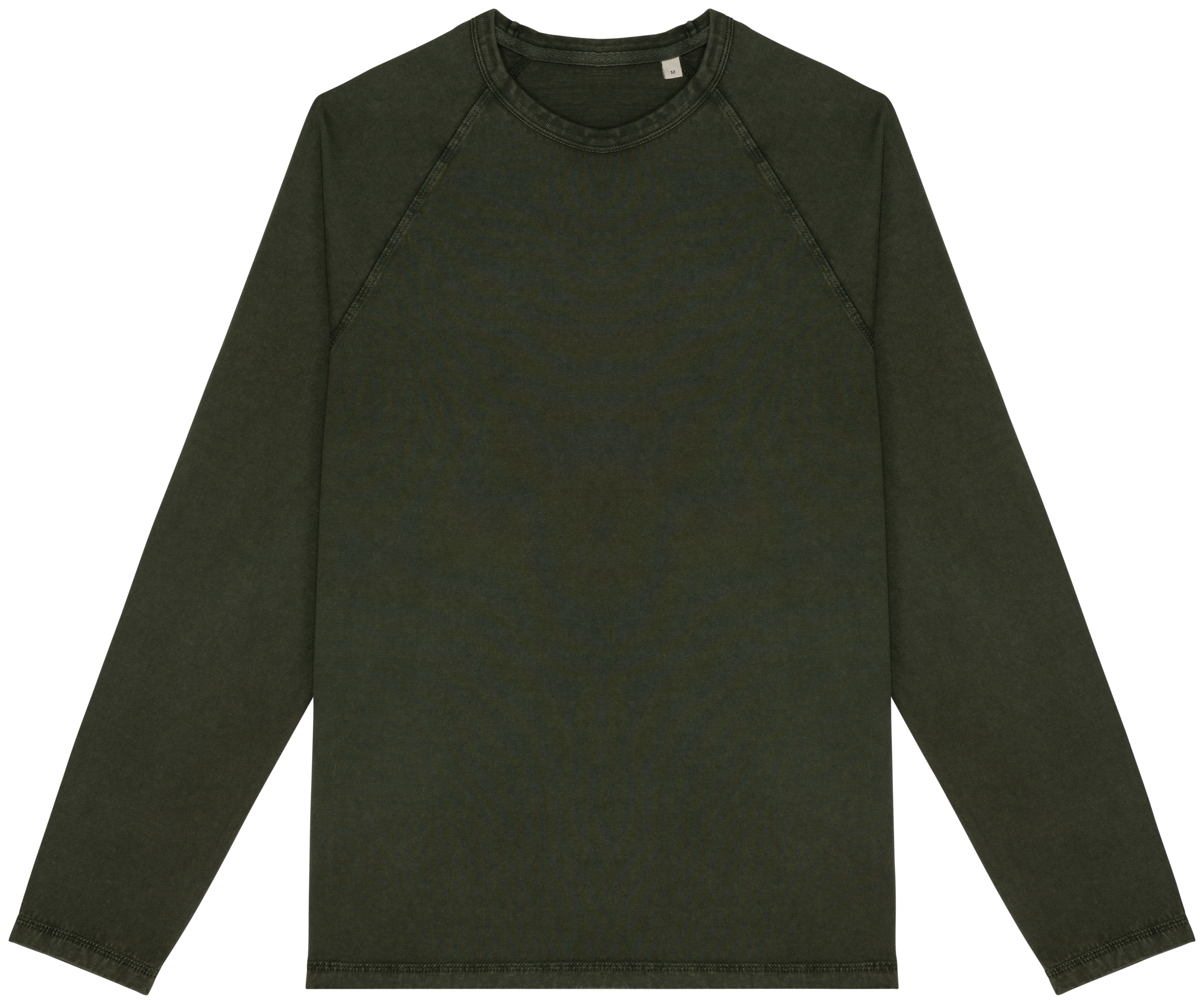 Native Spirit Ecologisch heren T-shirt met lange raglanmouwen — Washed Organic Khaki
