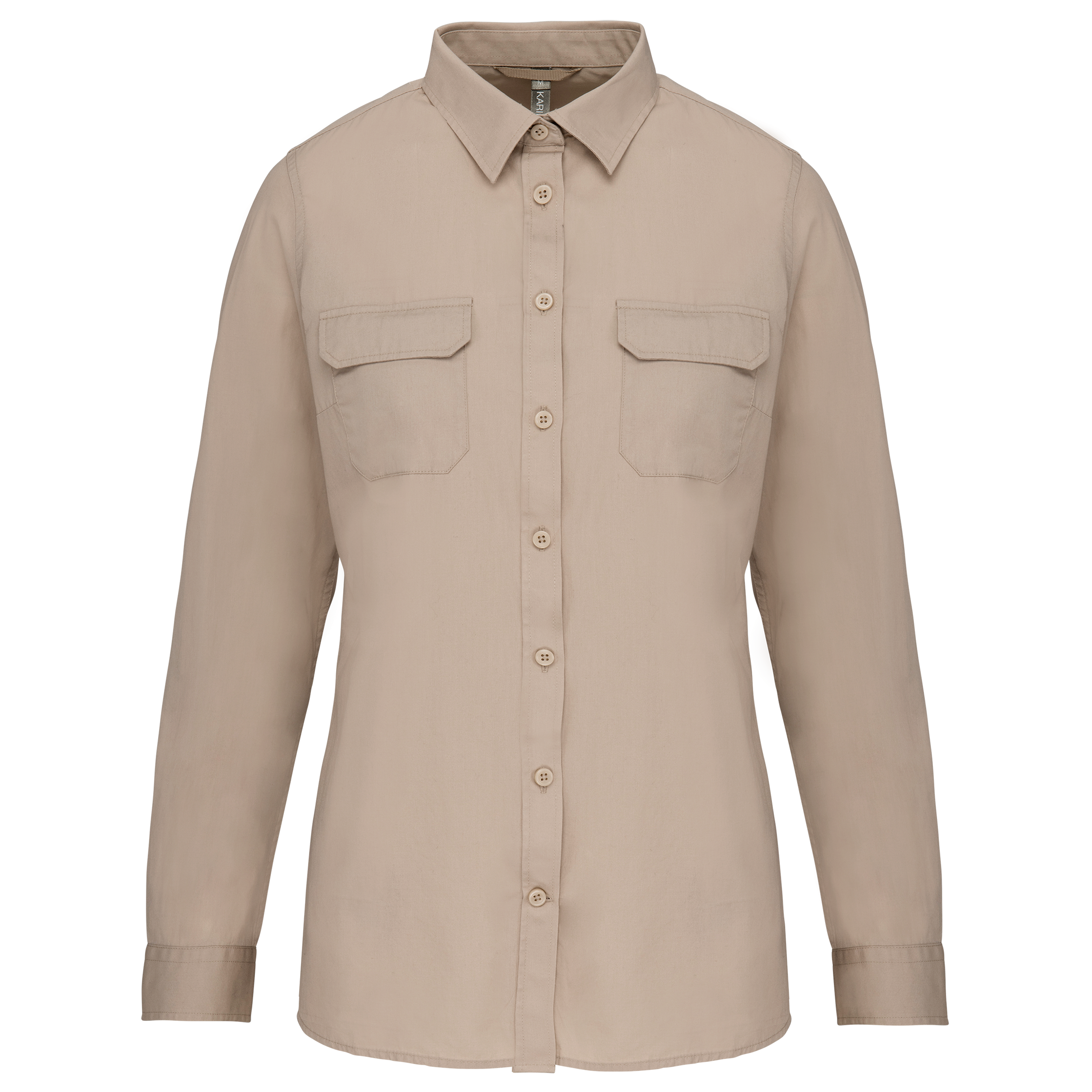 Kariban Damesoverhemd safari lange mouwen — Beige