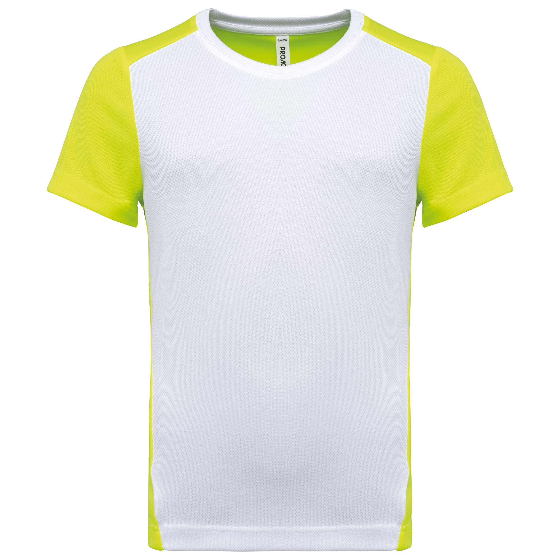 PROACT® Ecologisch sport-T-shirt in twee kleuren voor kinderen — White / Fluorescent Yellow