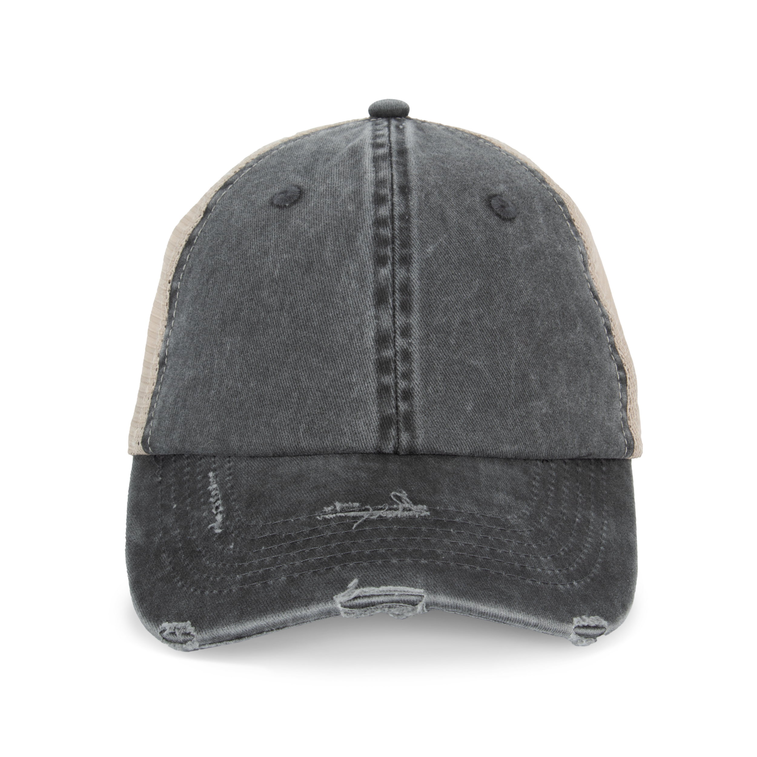 Native Spirit Ecologische uniseks truckerpet met verwassen look — Washed black / Beige