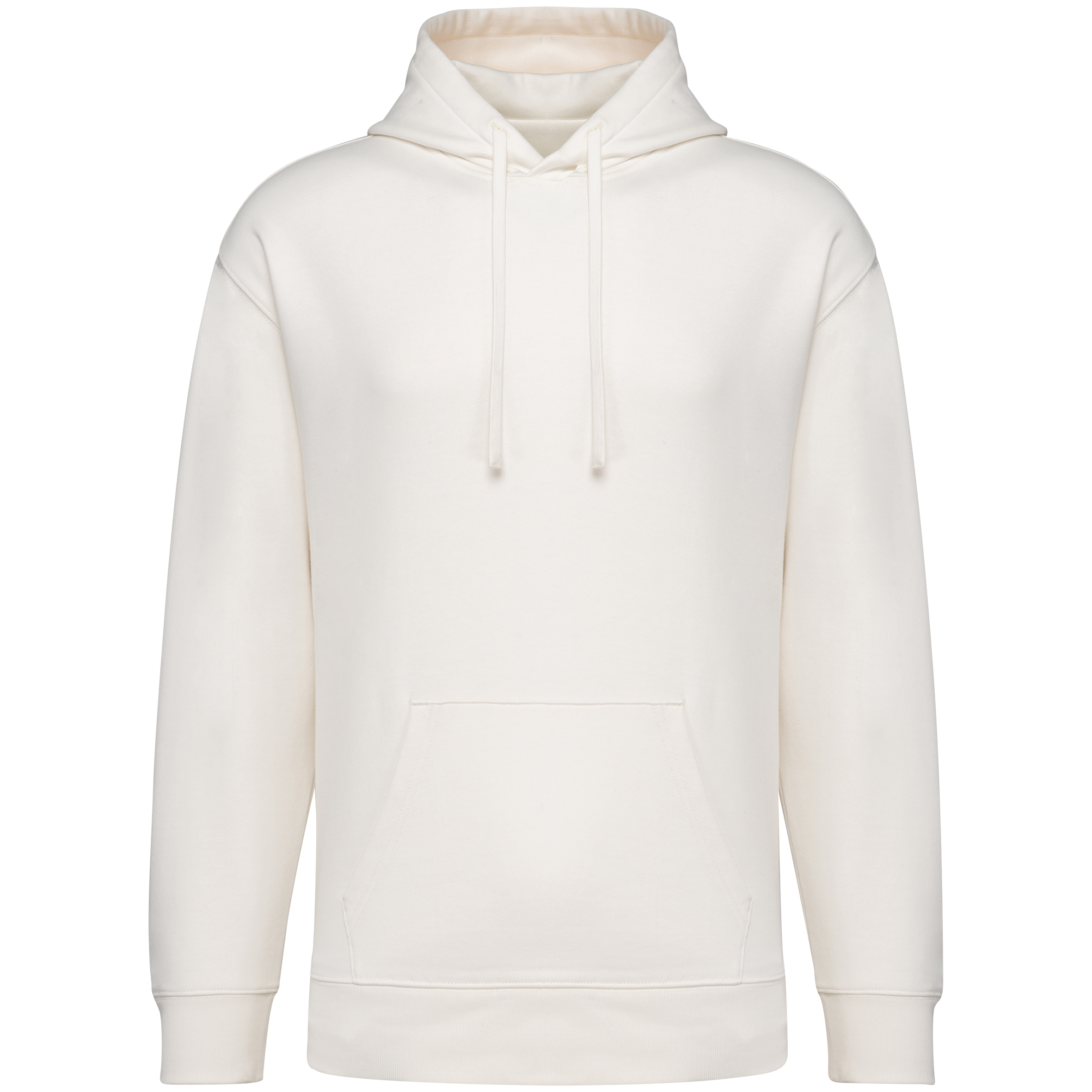 Native Spirit Ecologische uniseks sweater met capuchon en verlaagde schouders French Terry — Ivory