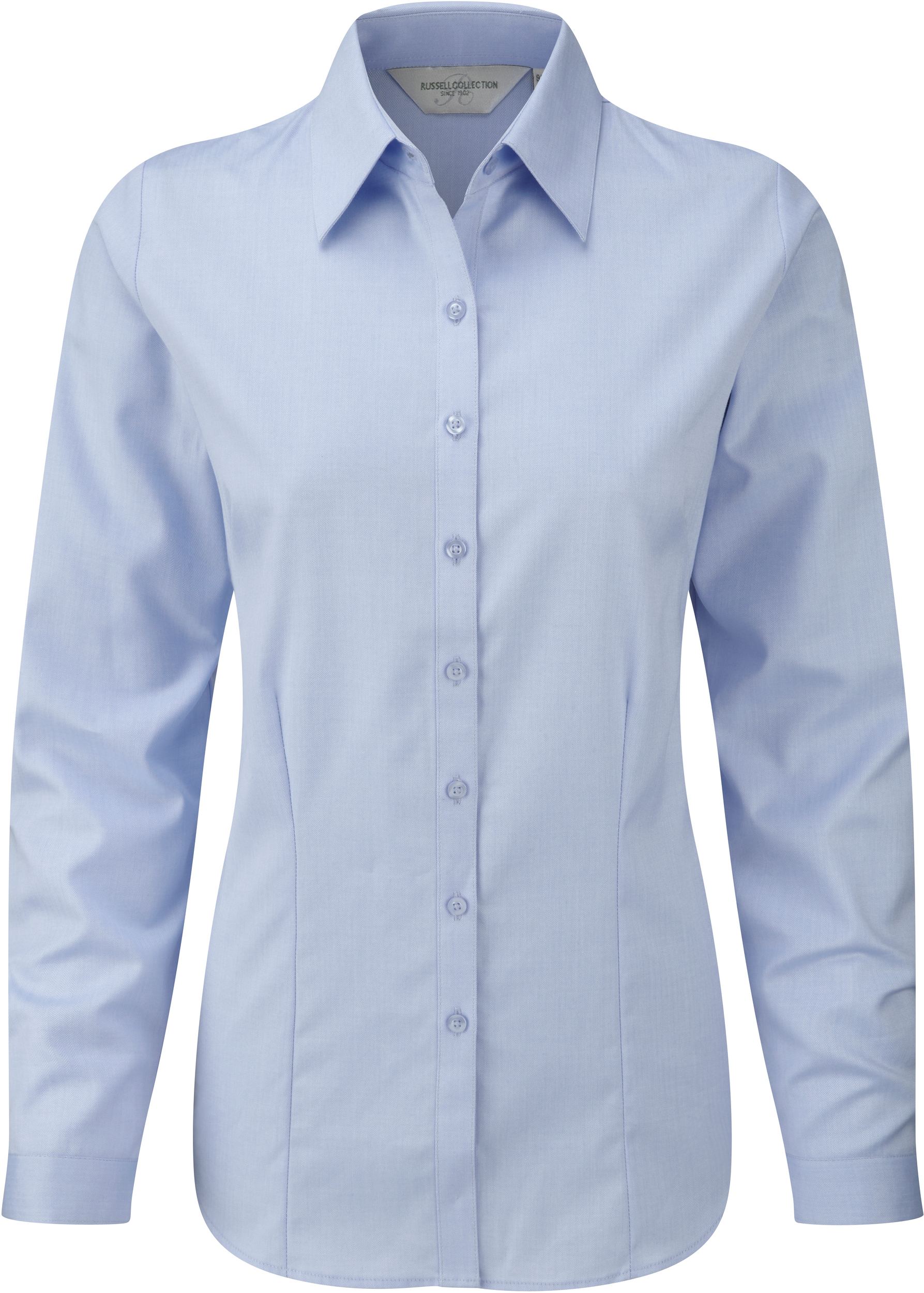 Russell Ladies Long Sleeve Herringbone Shirt — Light Blue