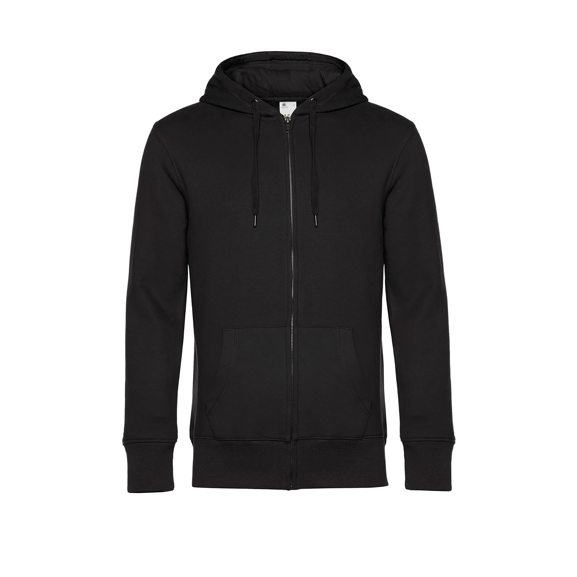 B&C KING Sweatshirt met capuchon en rits — Black Pure