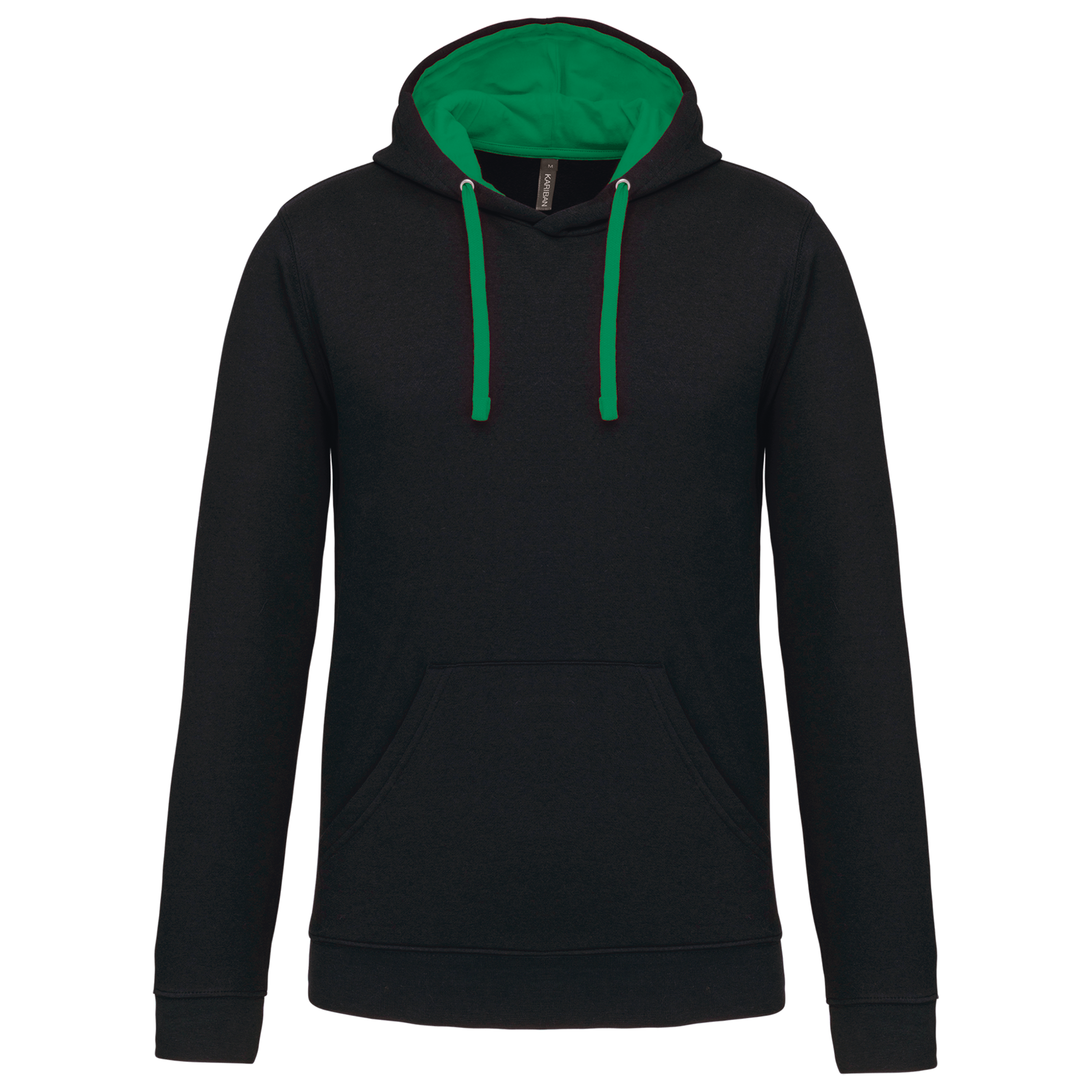 Kariban Sweater met contrasterende capuchon — Black / Light Kelly Green