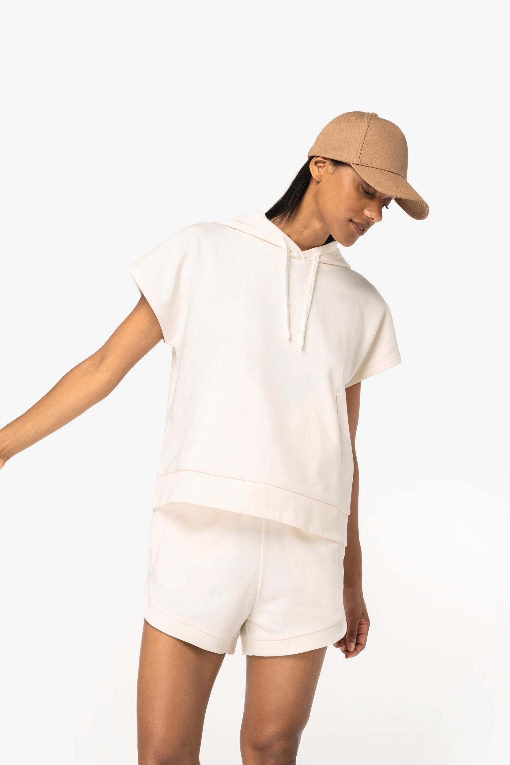 Native Spirit Ecologische ruime, mouwloze damessweater met capuchon in French Terry