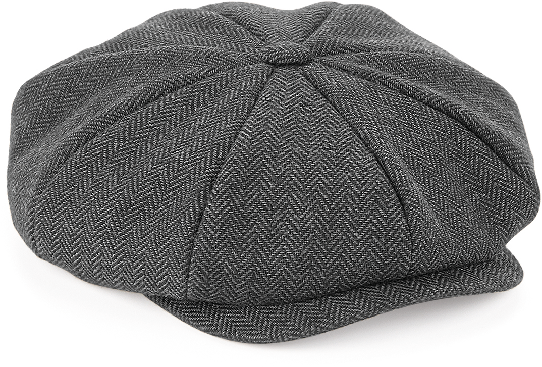 Beechfield® Heritage baker boy Cap — Charcoal Herringbone